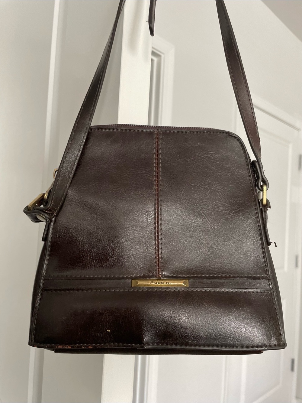 Pucinni Vintage Italian Crossbody Dark Brown 80s Designer Old Money Quiet Luxury